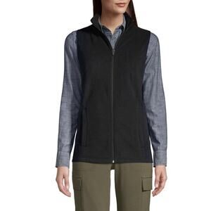 Lands End Vest Womens Large 14-16 black Outdoor Zip Fleece Sleeveless Hiking